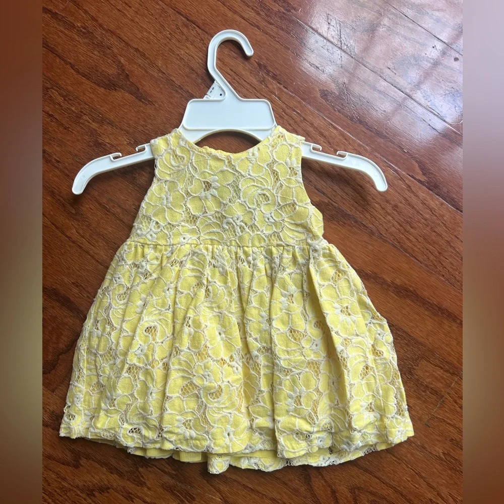The Children's Place Yellow Lace Baby Dress with Bow Detail - Picture 1 of 3